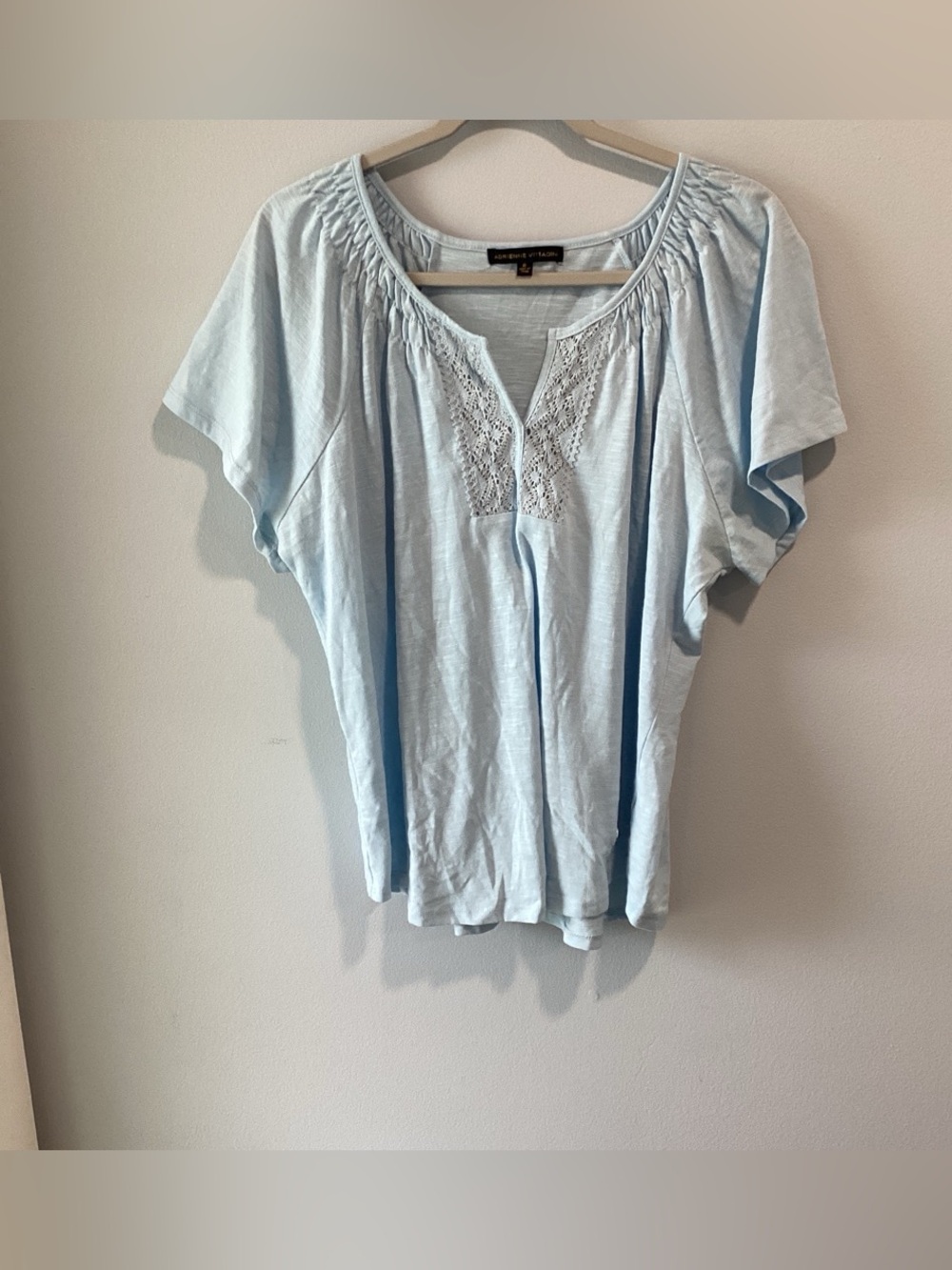 Light Blue Women's Peasant Neck Tee with lace